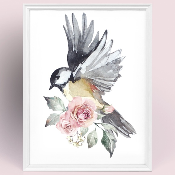 Chickadee Cute Bird Wall Art Print Poster Illustration Unframed - Picture 11 of 16